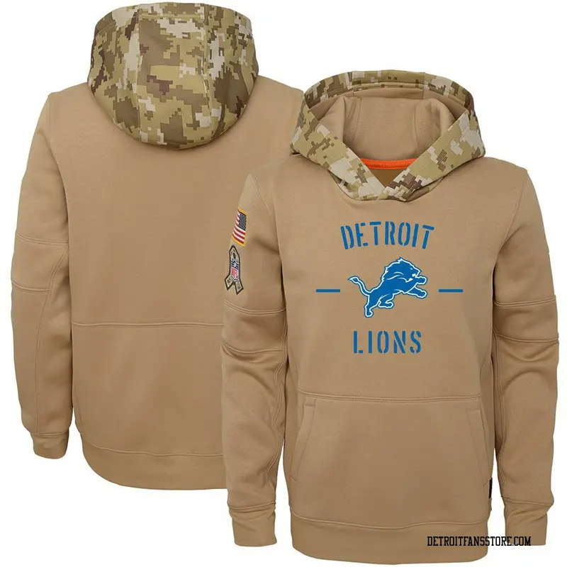 Men's Detroit Lions Salute Service Sideline Therma Pullover Sweatshirt Hoodie